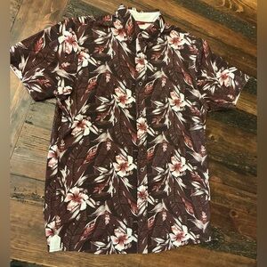 Men's Floral Casual Button Down Shirt - Maroon